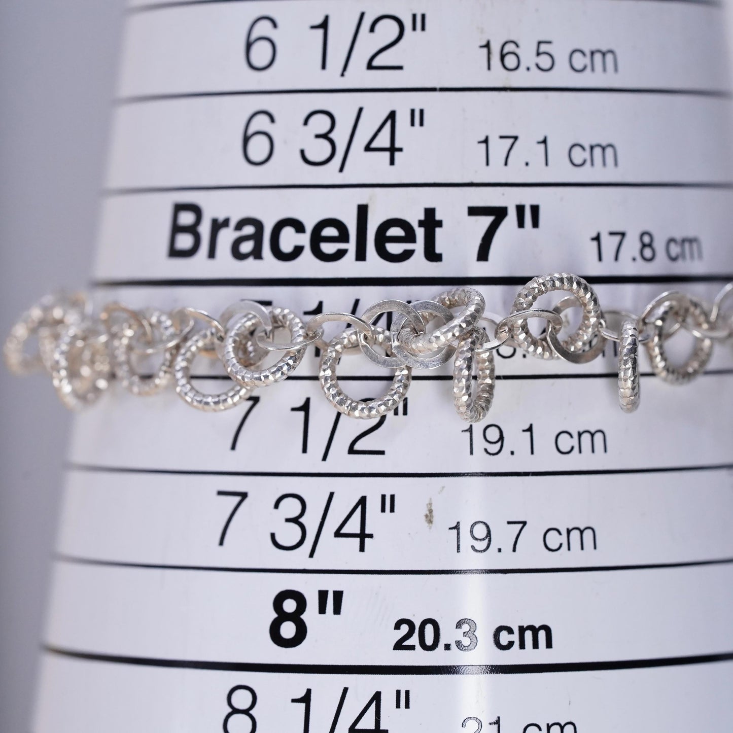 7.25", Vintage Italian Dyadema sterling 925 silver multi circle charm bracelet