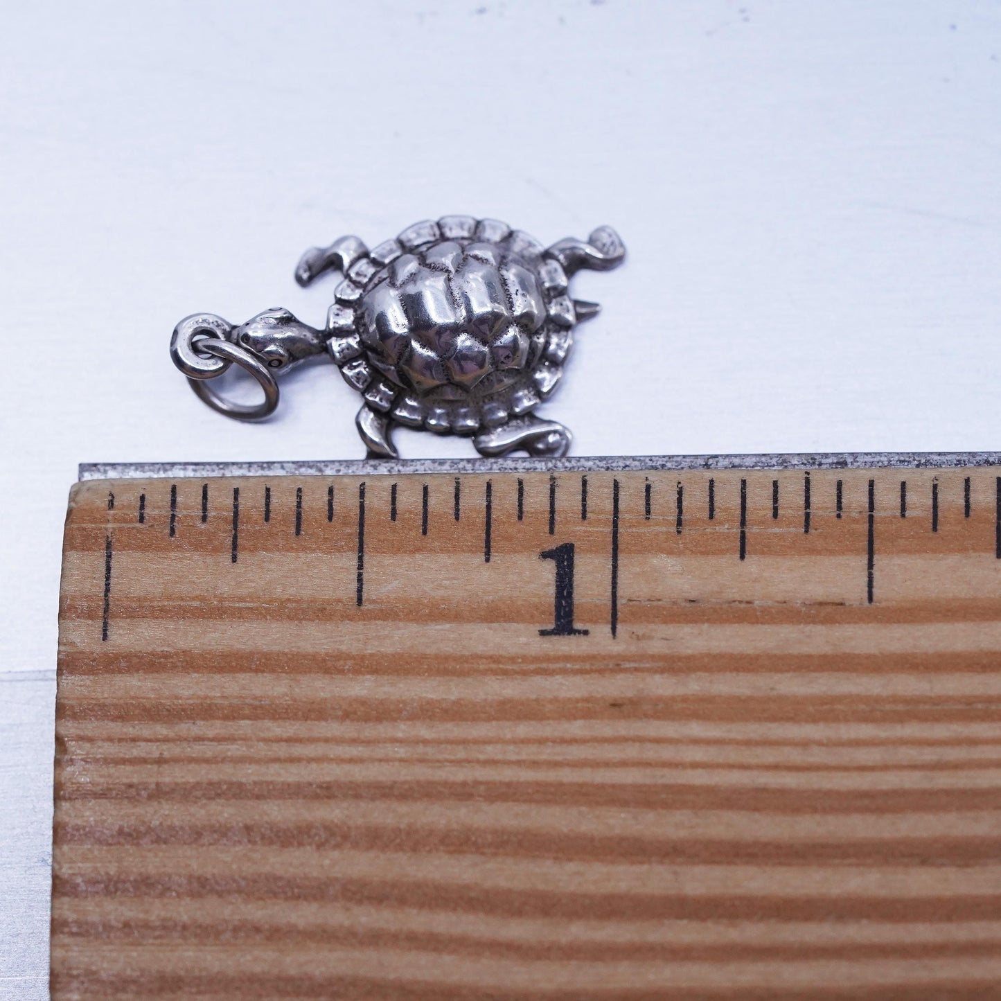 Vintage Sterling silver handmade simple 925 sea turtle charm pendant
