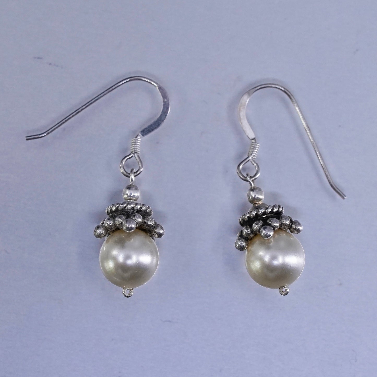 Vintage Sterling 925 silver handmade earrings with pearl