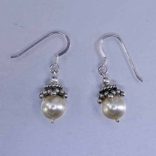 Vintage Sterling 925 silver handmade earrings with pearl