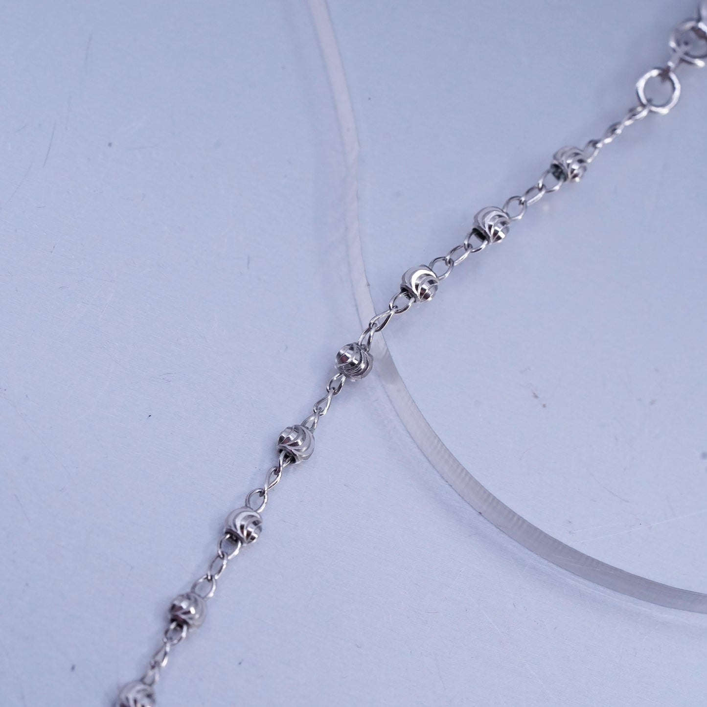 12+3" Italian sterling 925 silver circle, choker collar necklace textured beads