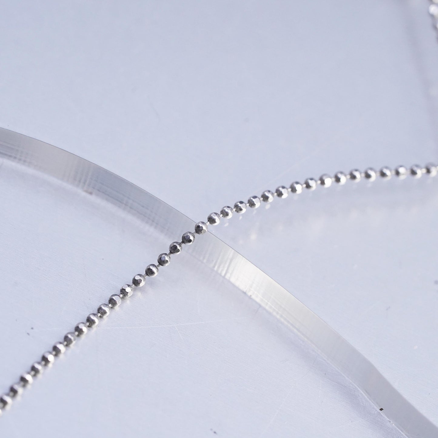 16" 1mm, vintage italy Sterling 925 silver bead chain necklace