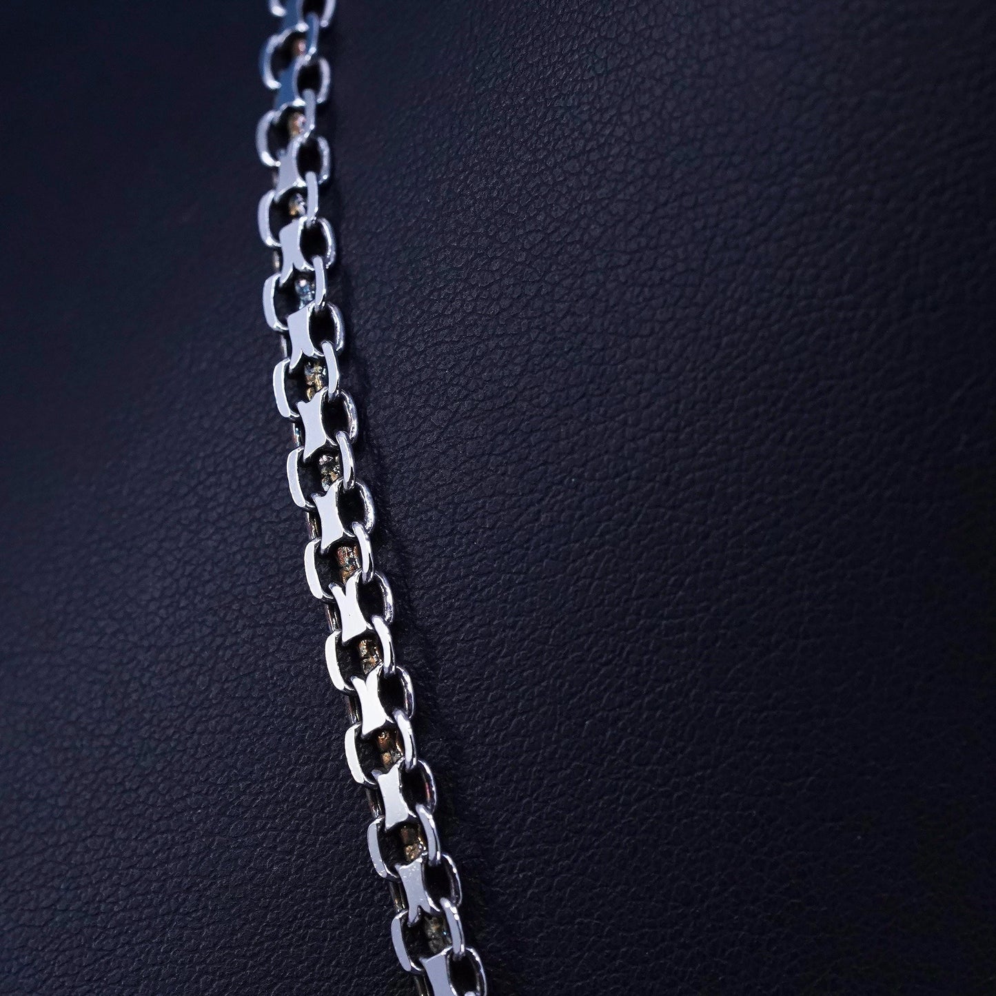 16" 5mm, vintage Sterling silver handmade necklace, flatten 925 anchor chain