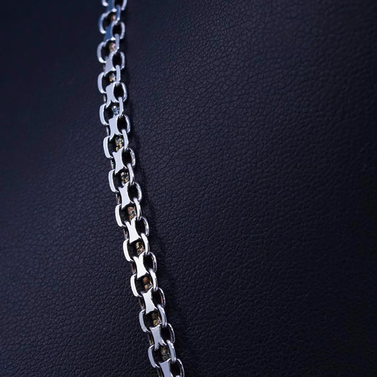 16" 5mm, vintage Sterling silver handmade necklace, flatten 925 anchor chain