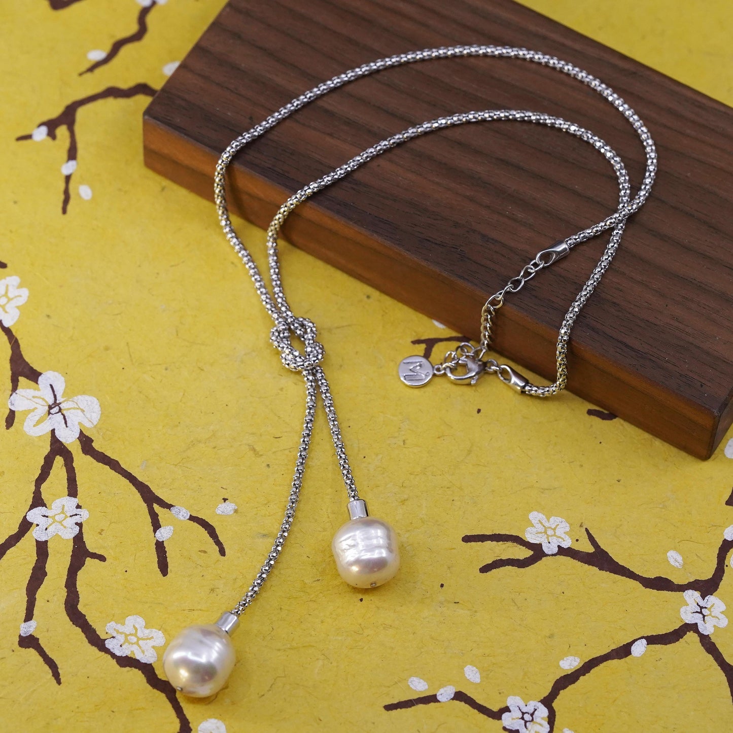16+2", sterling silver necklace, 925 popcorn chain freshwater pearl pendant