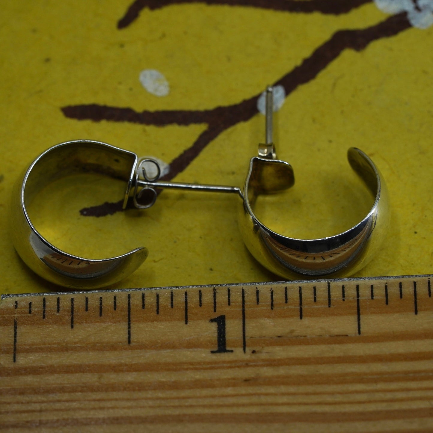 0.5”, southwestern Sterling silver handmade earrings, 925 modern hoops, huggie