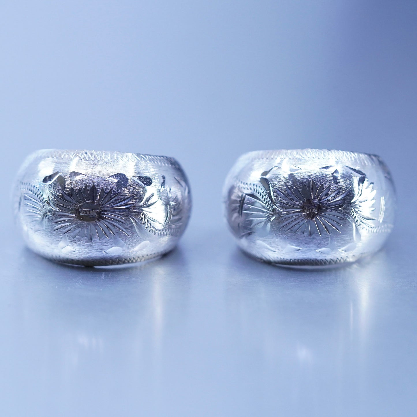 1.5”, vintage Sterling silver handmade earrings, 925 simple oval hoops