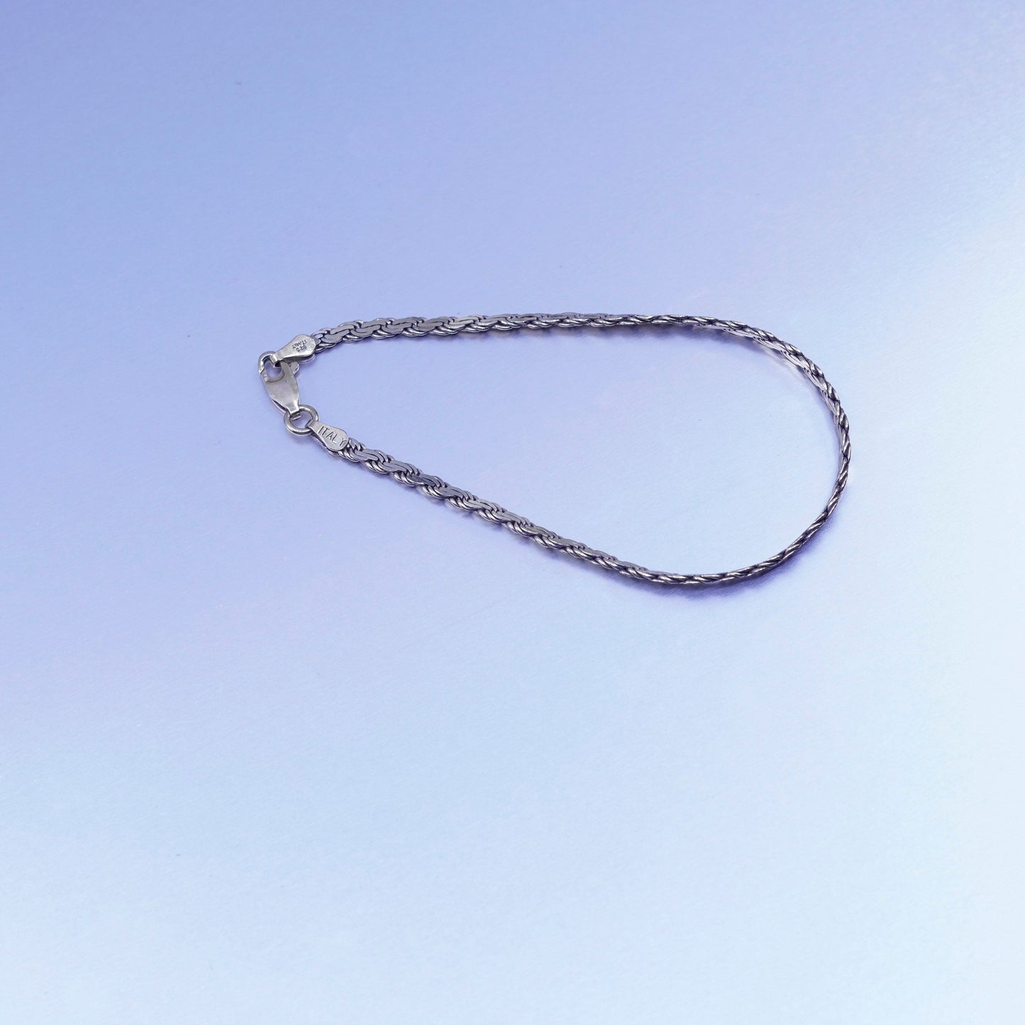 6.5”, vermeil gold over Italy Sterling 925 silver bracelet flatten nugget chain