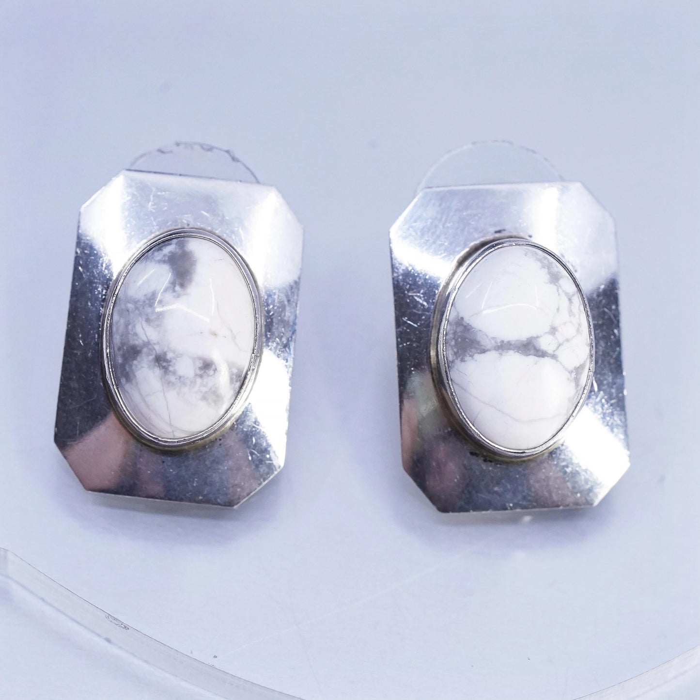 Native American southwestern Sterling 925 silver earrings, studs howlite