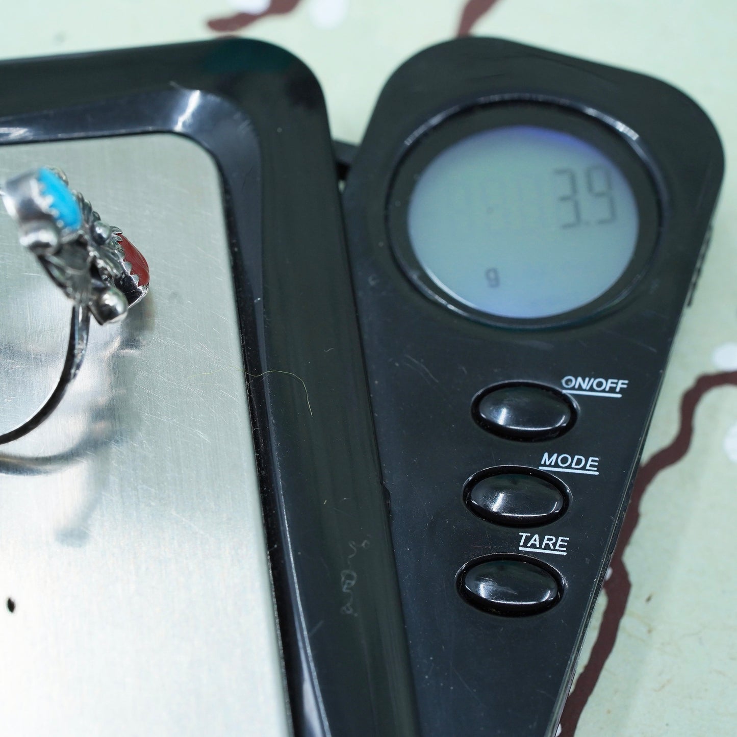 sz 7, John Delvin sterling silver ring Native American 925 ring turquoise coral