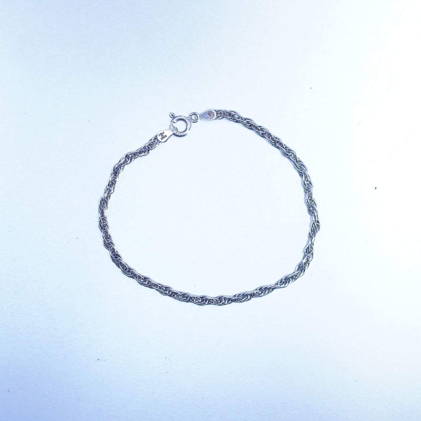 6.75”, vintage Sterling 925 silver bracelet, Singapore rope chain
