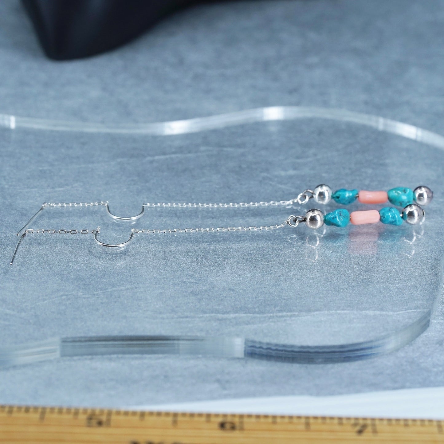 Vintage Native American Navajo sterling 925 silver handmade earrings turquoise