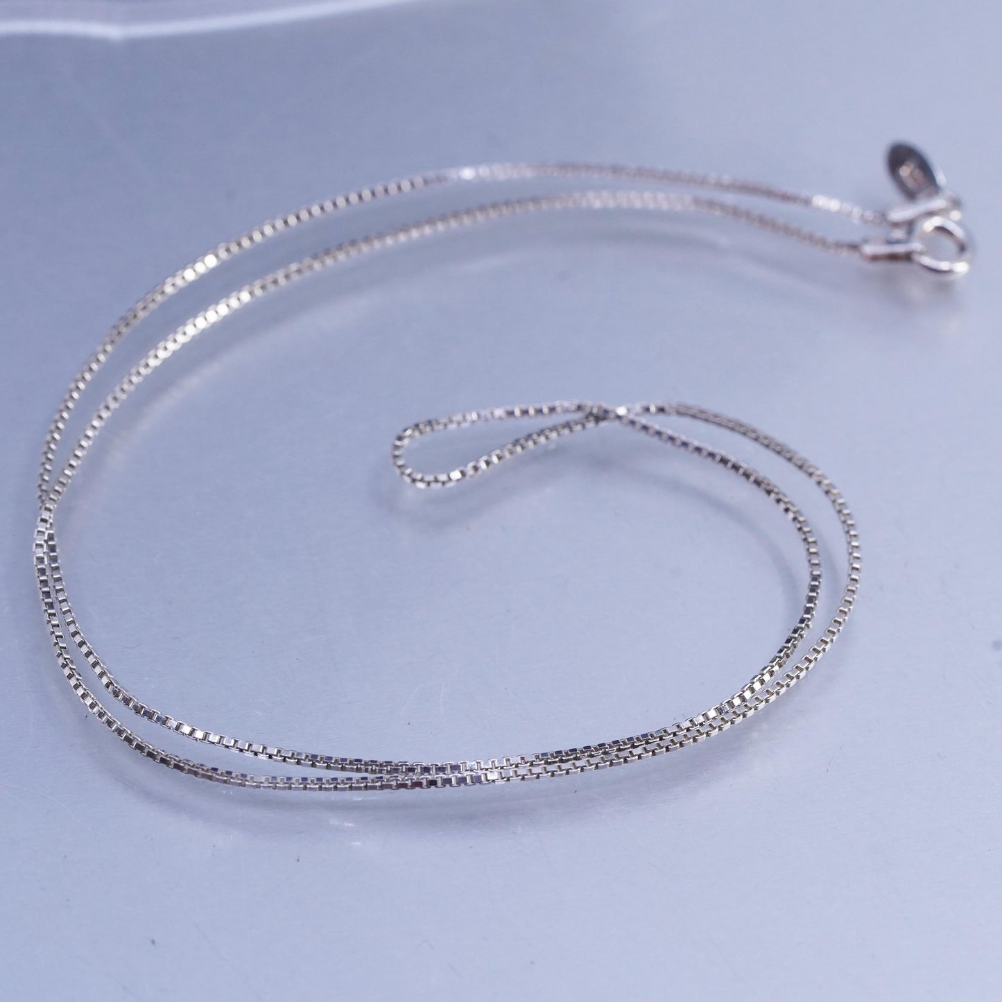 18" 1mm, vintage Italian 925 silver box chain necklace