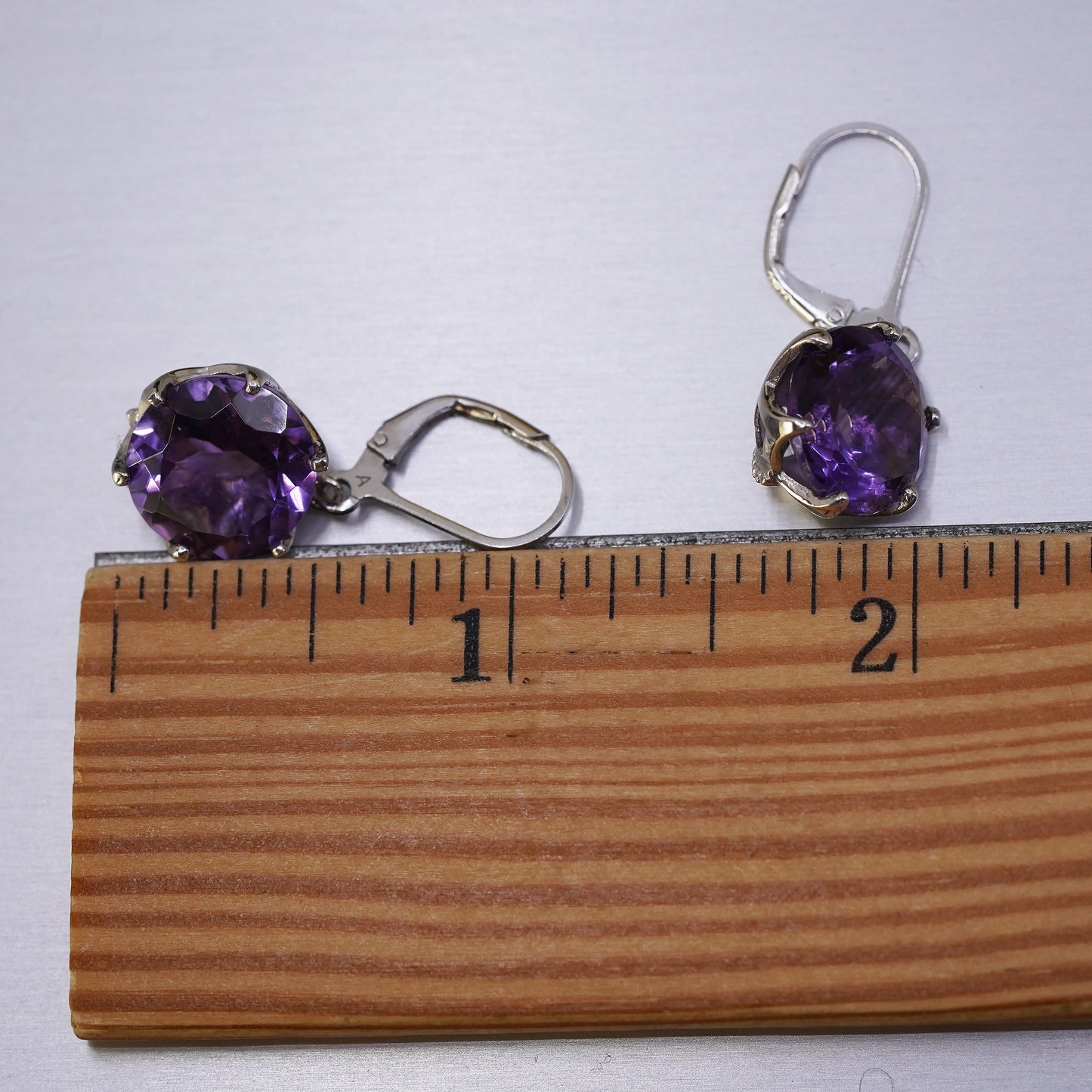 Vintage Sterling 925 silver handmade earrings with amethyst