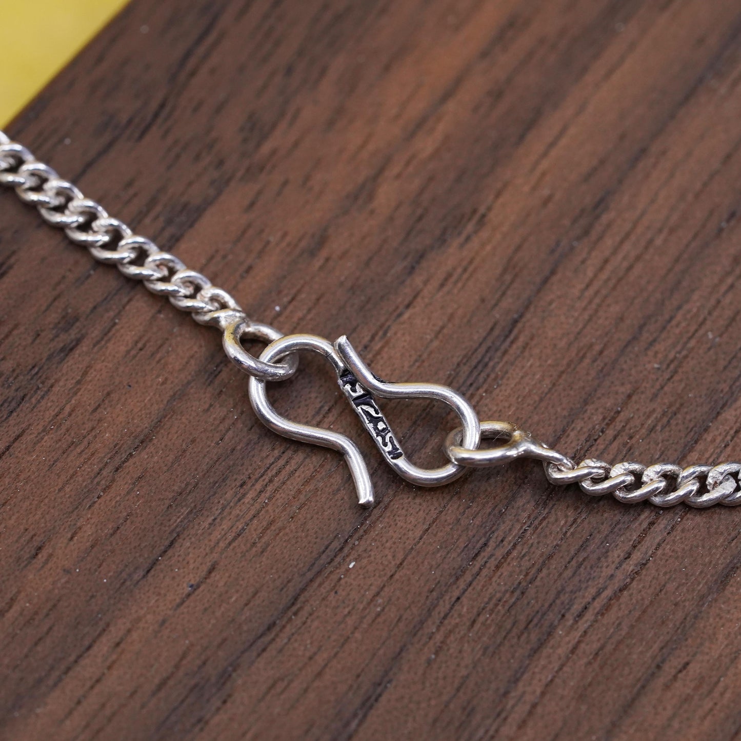 18" 2mm, Sterling silver handmade necklace, 925 curb chain with onyx pendant