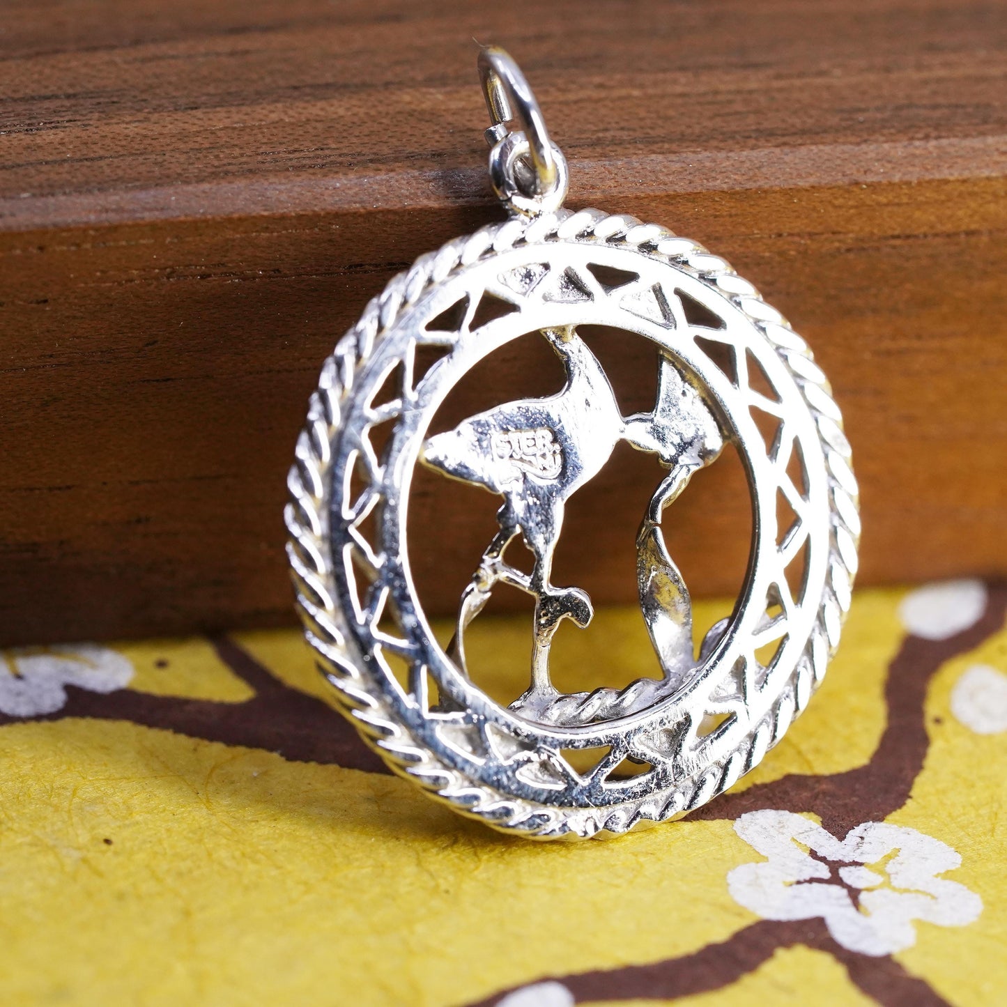 Sterling 925 Silver Stork Charm Pendant, Baby Delivery Bundle New Baby Keepsake