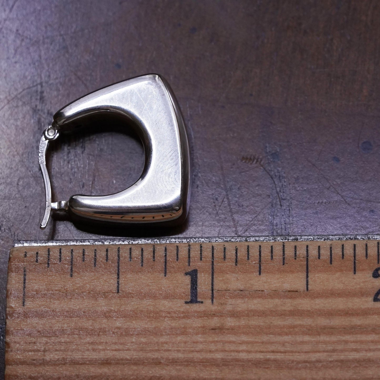 1", Vintage sterling silver loop single earring, minimalist primitive hoop