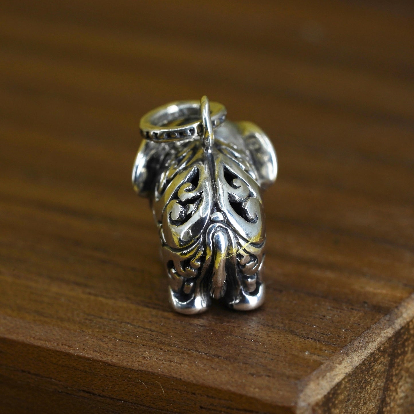 Vintage Sterling silver handmade pendant, dotted 925 elephant
