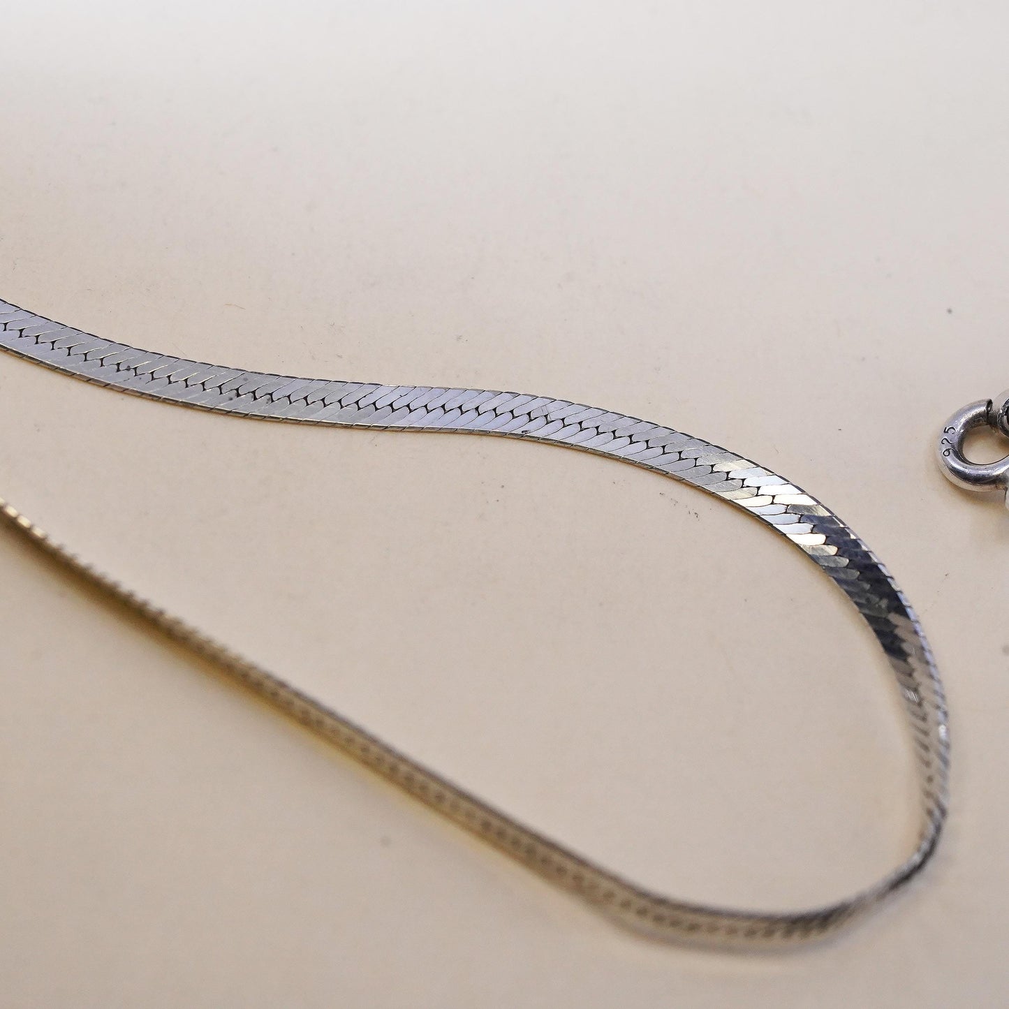 18” 2mm, Vintage Italian sterling silver necklace, 925 herringbone chain