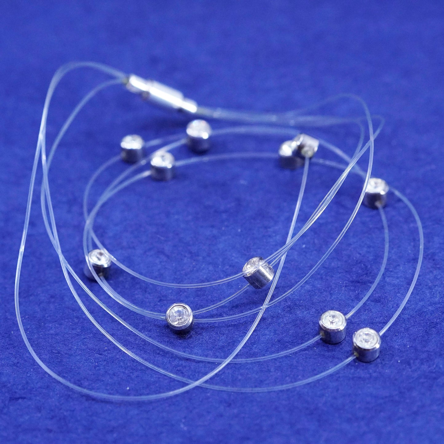 16”, handmade necklace with sterling 925 silver cz beads, and magnetic closure