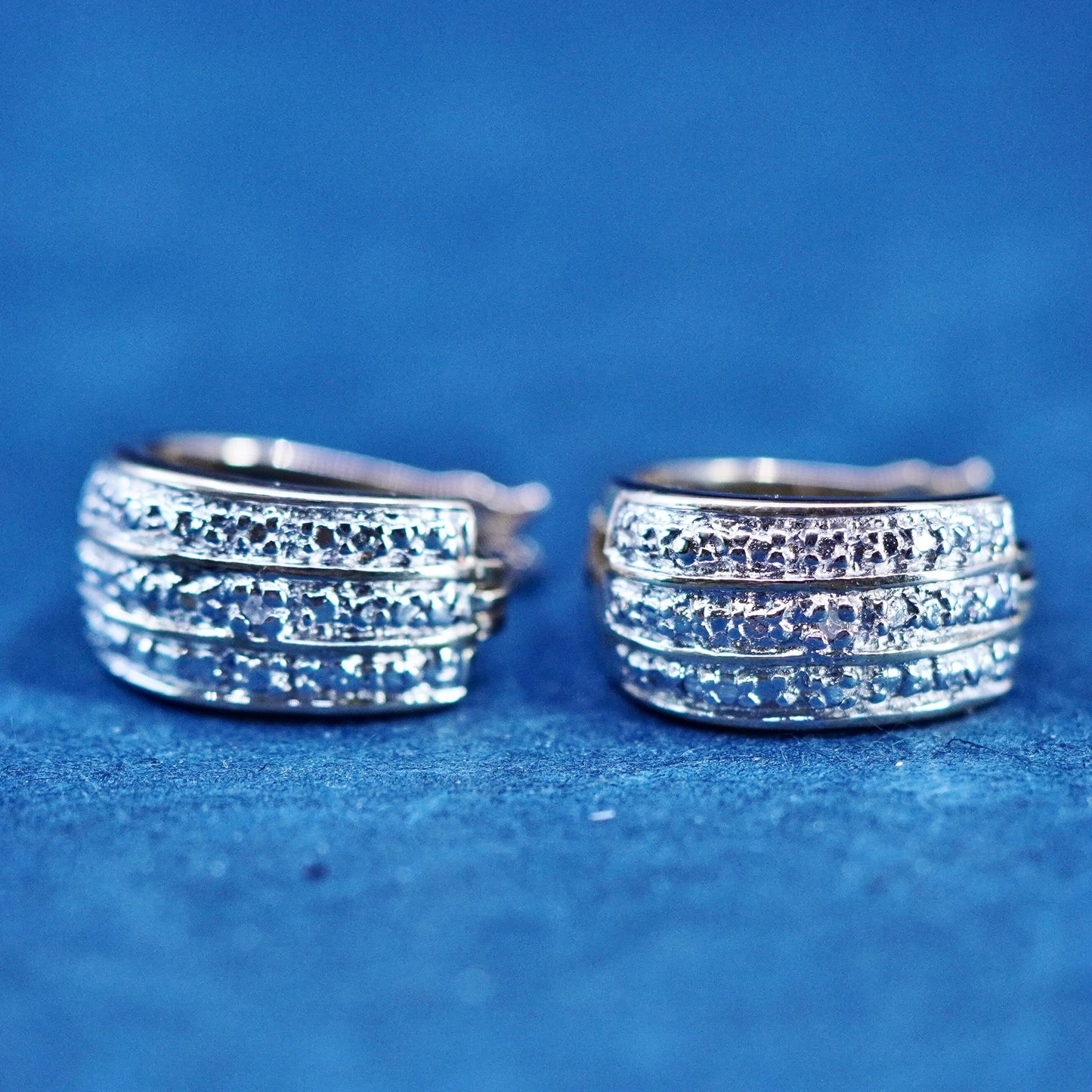 vermeil gold over Sterling silver earrings, 925 hooks, huggie with diamond