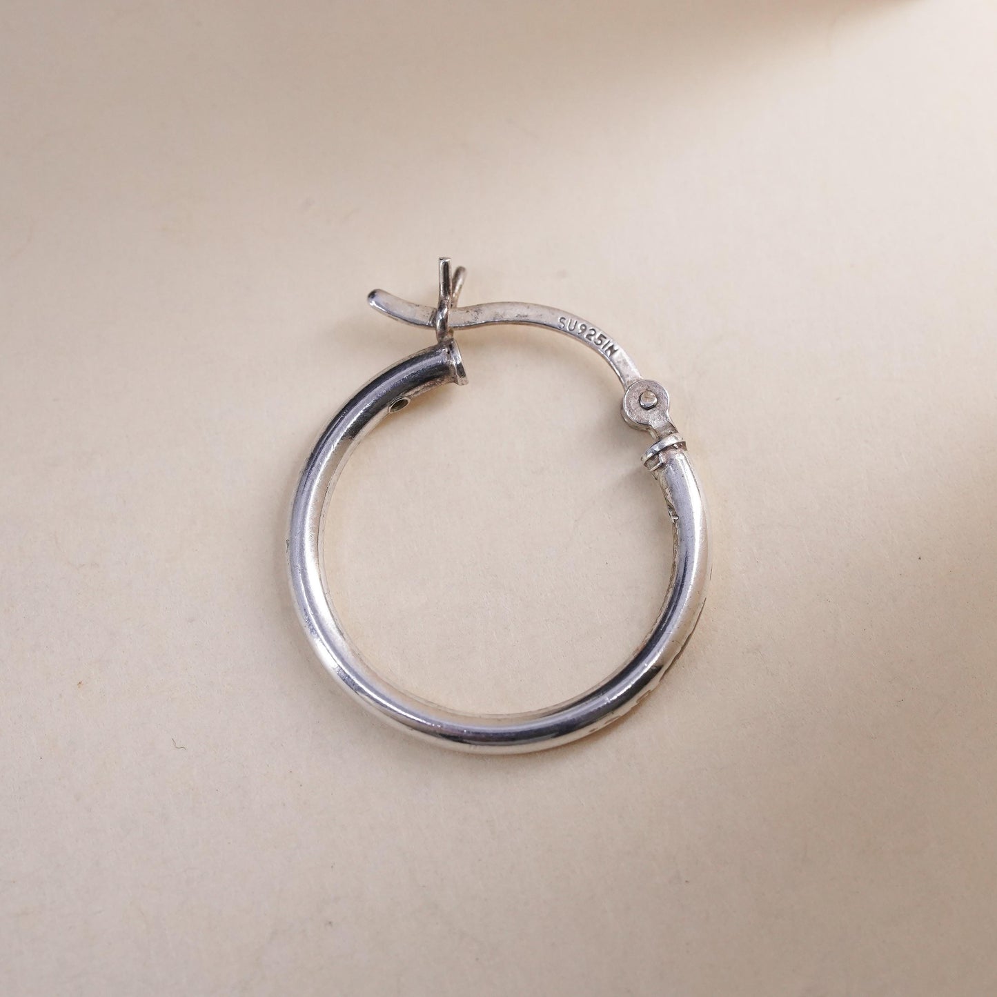 0.75”, Vintage sterling silver loop single earring, fashion primitive hoop