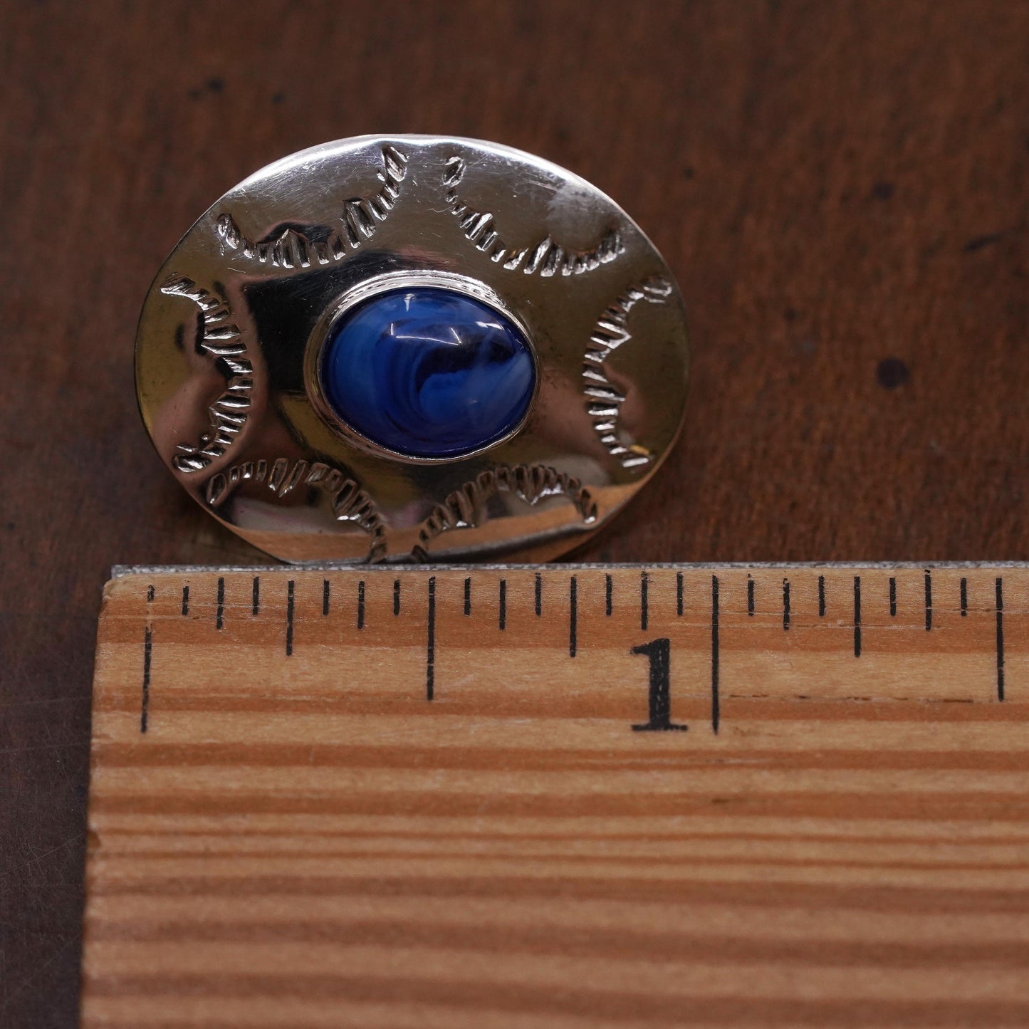 Native American Navajo single earring. Navajo Sterling 925 silver stud lapis