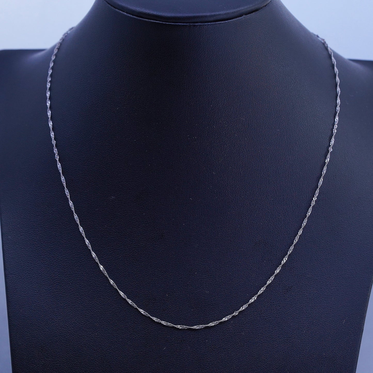 18” 1mm, vintage Italian Sterling 925 silver twisted curb chain necklace