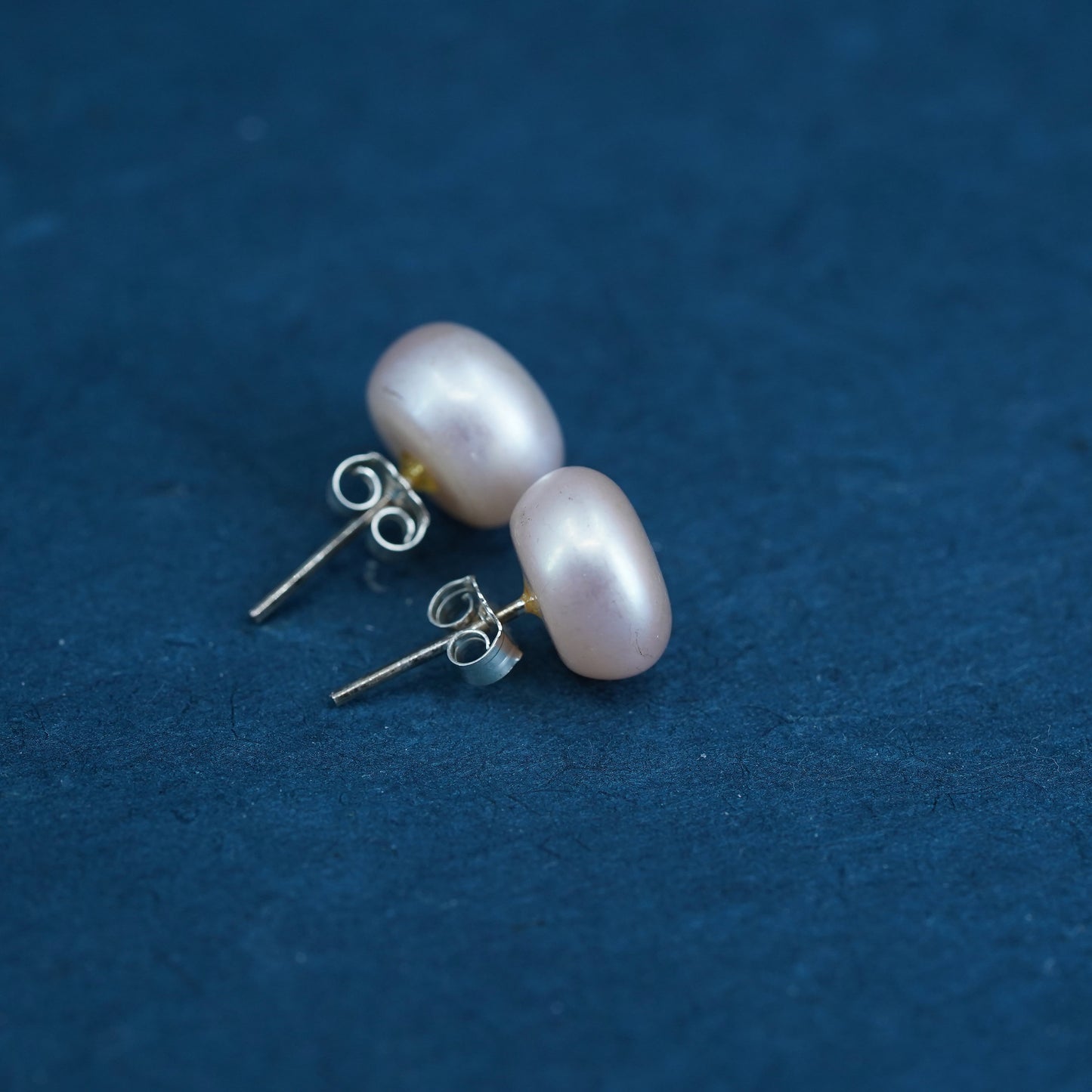 10mm, Sterling 925 silver with pink freshwater pearl studs earrings