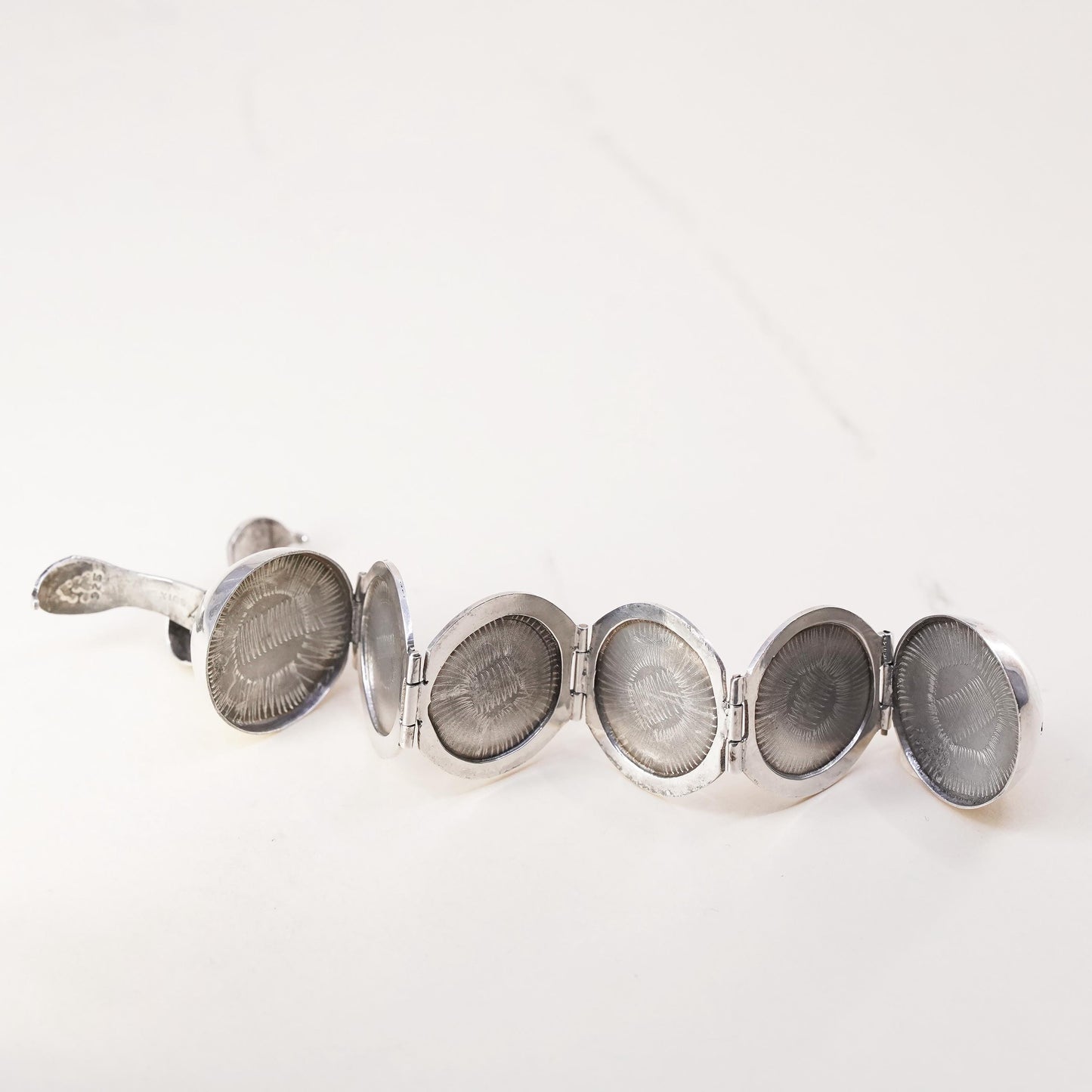 1", 1940s vintage Mexican sterling silver pendant, 925 6 photo locket ball