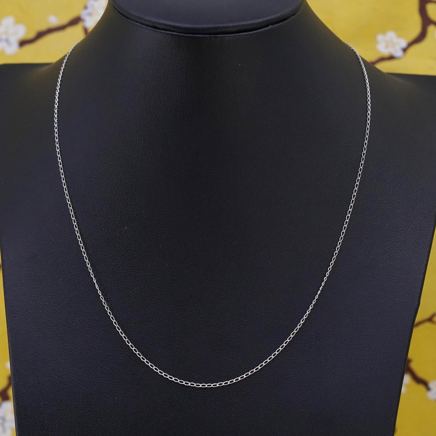 18" 1mm, vintage Sterling silver necklace, Italian 925 curb chain