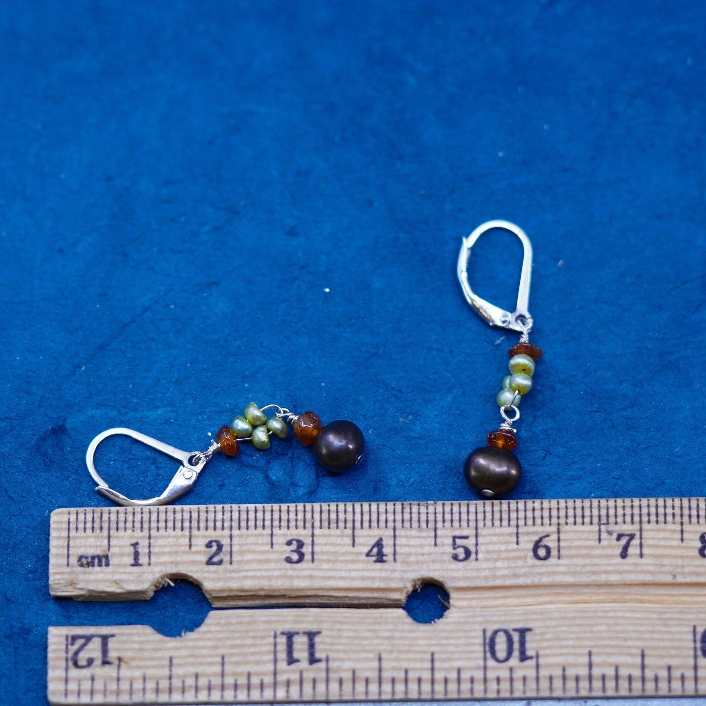 Vintage Sterling silver handmade earrings, 925 hooks with pearl