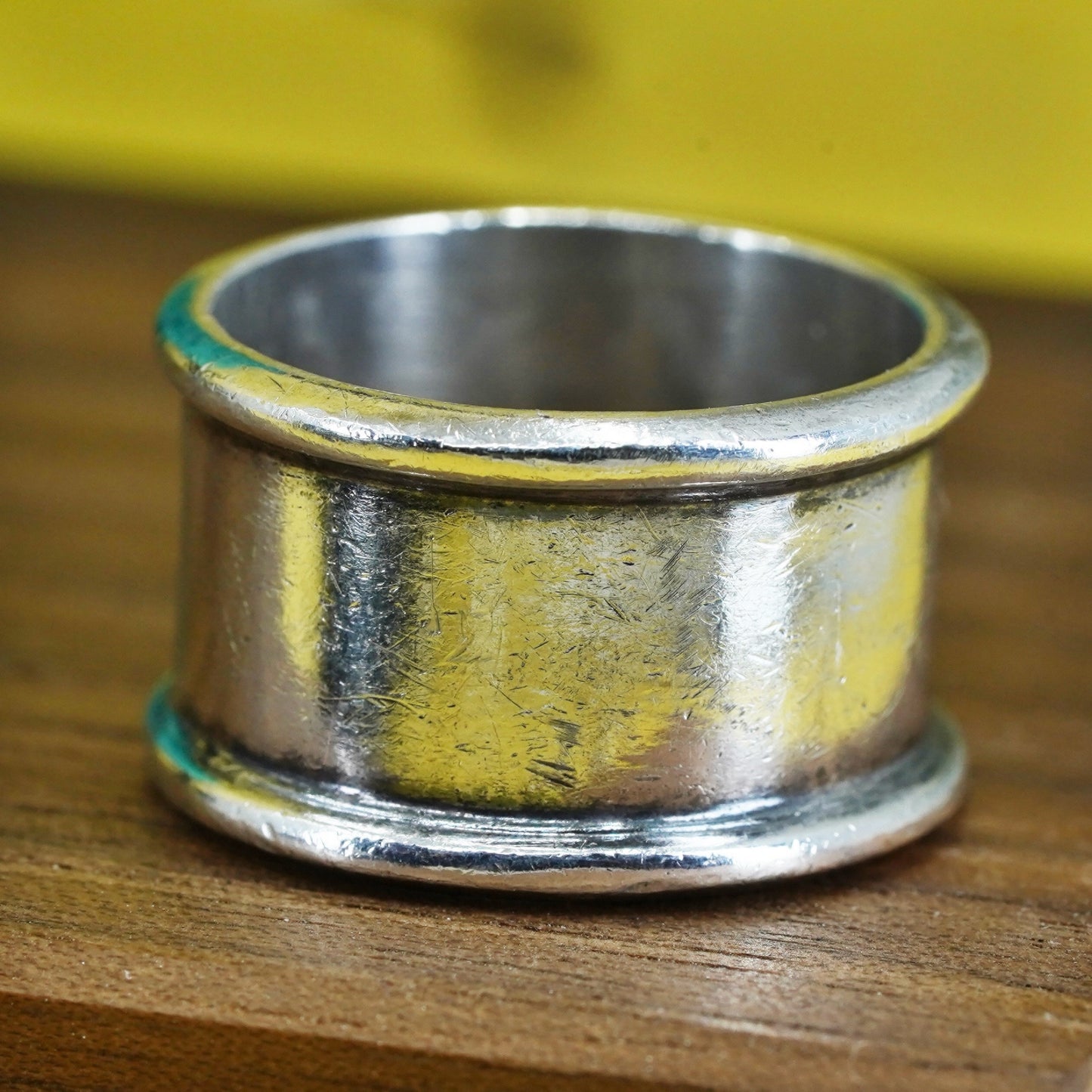 size 6.5, vintage Mexican Sterling silver handmade ring, 925 wide ribbed band