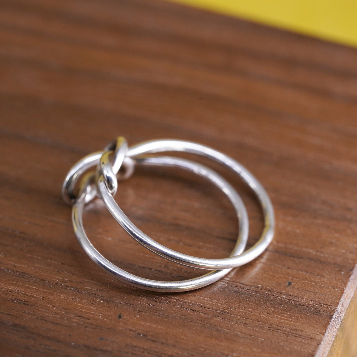 Size 6.5, vintage Sterling silver handmade ring, 925 double knitted heart band