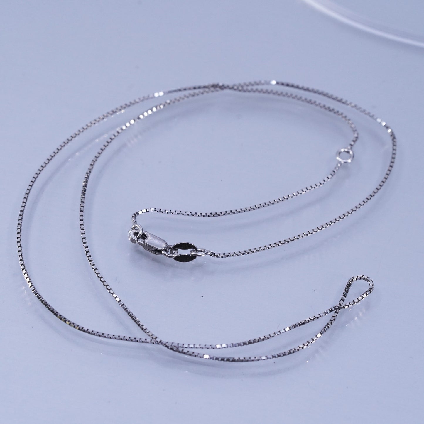 16+2” 1mm, vintage Italy 925 silver box chain necklace