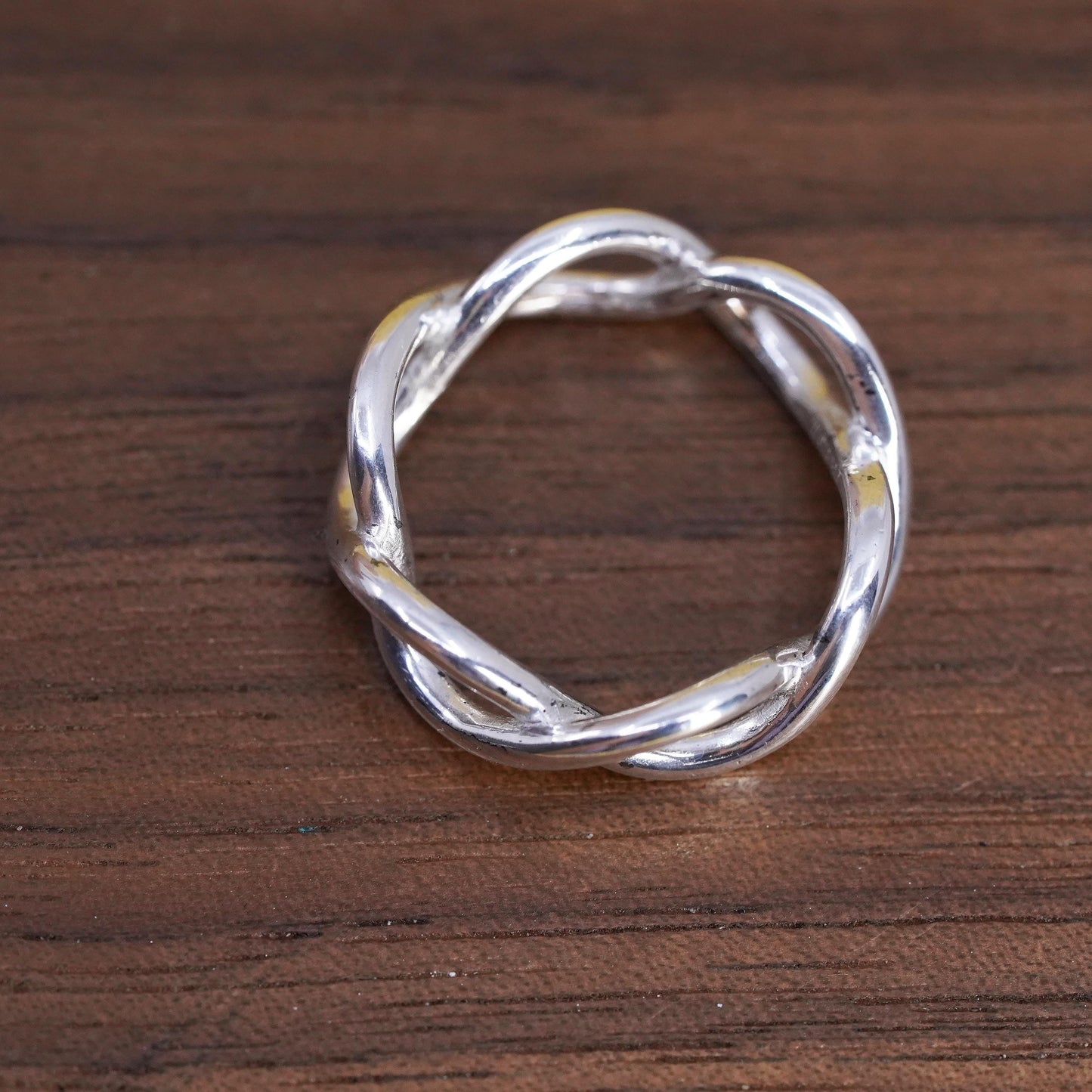 Size 6, vintage DBJ Sterling silver handmade ring, 925 band with woven braided