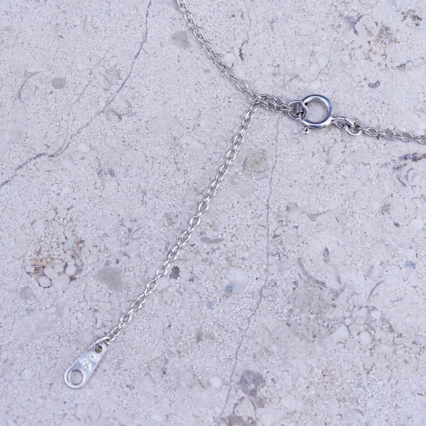 16+2”,, vintage Sterling silver necklace, 925 circle chain bar letter L