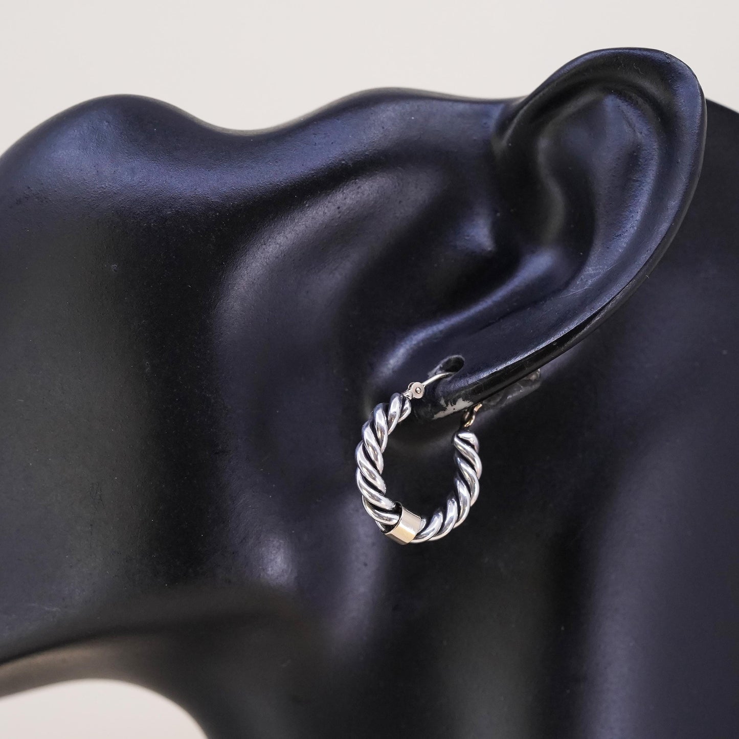 0.75” NABCO Sterling Silver 14k Gold Twisted Cable Rope Hoop single 1 earring