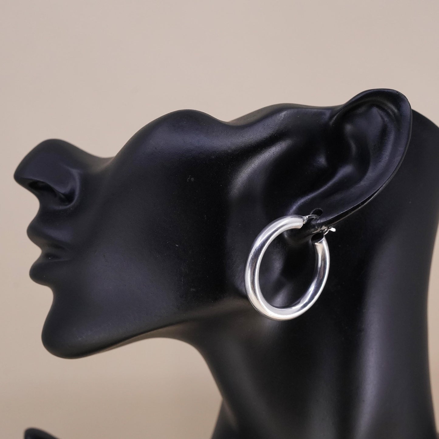 1.25", VTG sterling silver loop single earring, bold minimalist primitive hoop