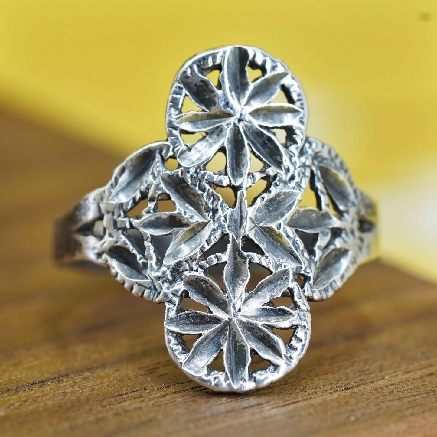 Size 5, Sterling silver handmade ring, southwestern style, 925 filigree band