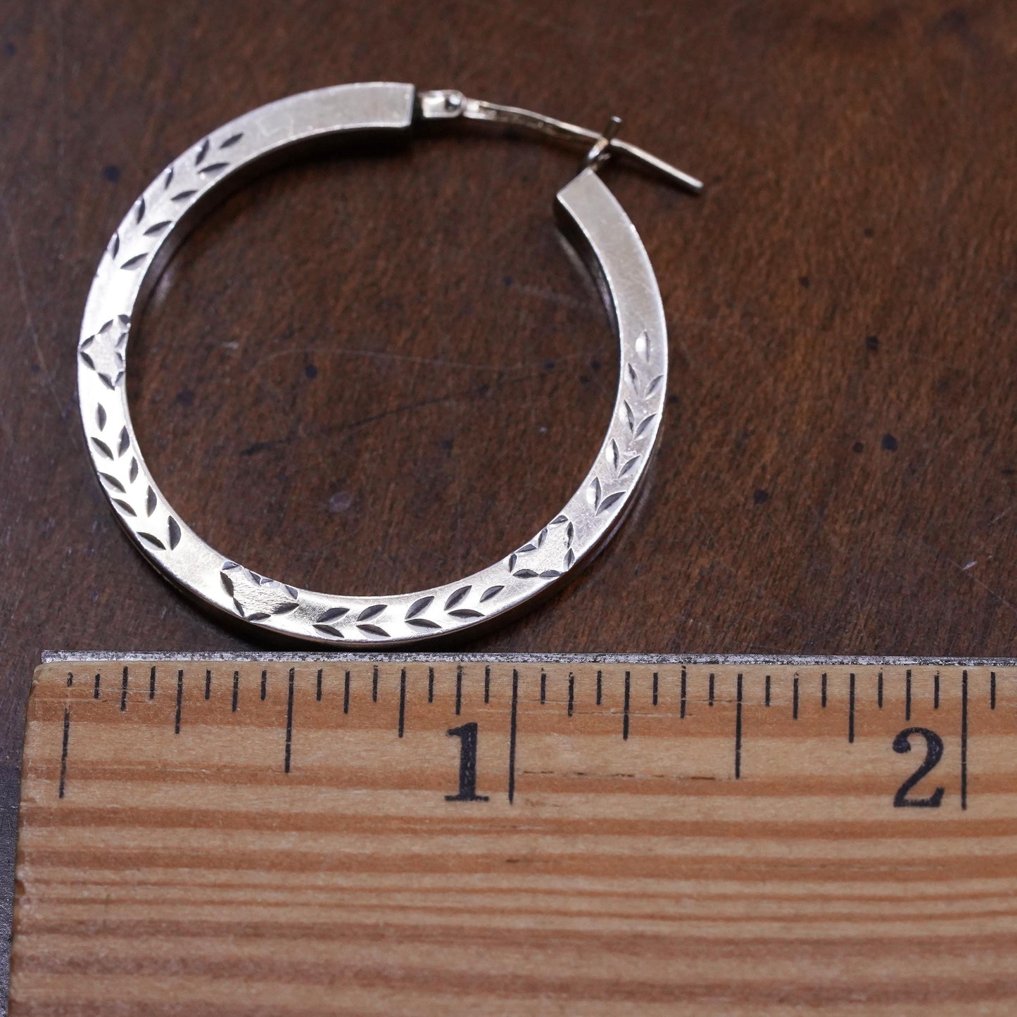 1.5", vermeil gold over sterling 925 silver loop single earring, primitive hoop