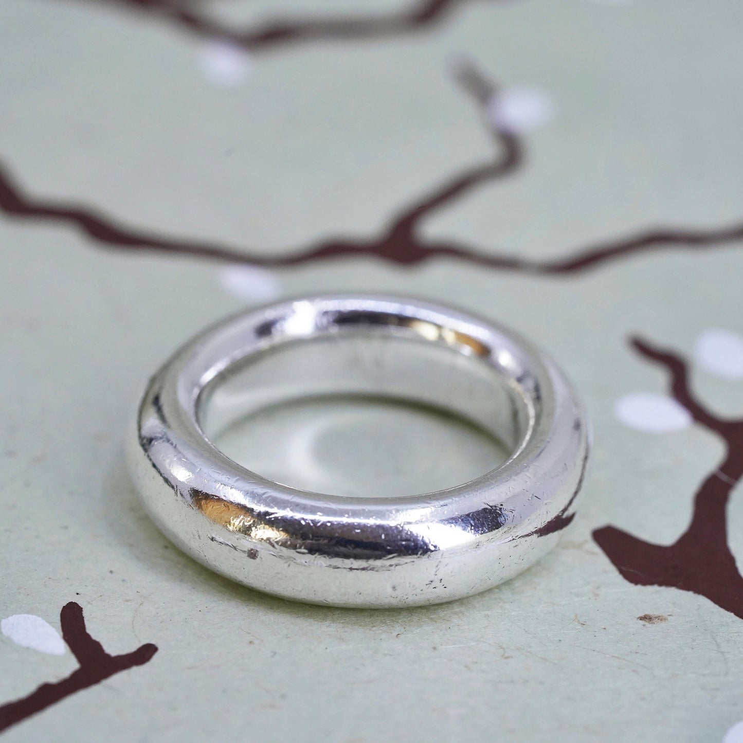 Size 8, vintage Sterling silver handmade ring, mexico Mens 925 band