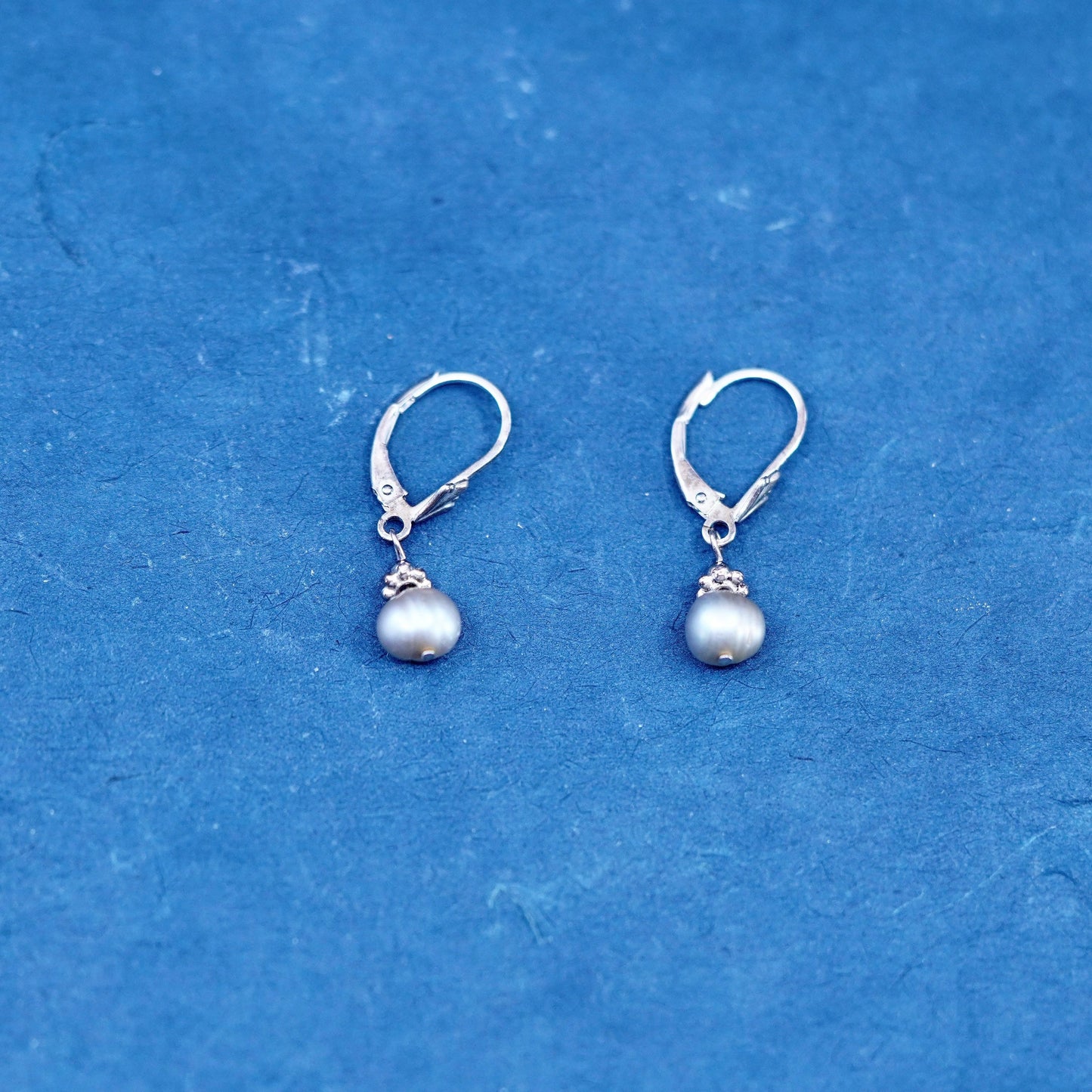 Vintage Sterling silver handmade earrings, 925 hooks with pearl