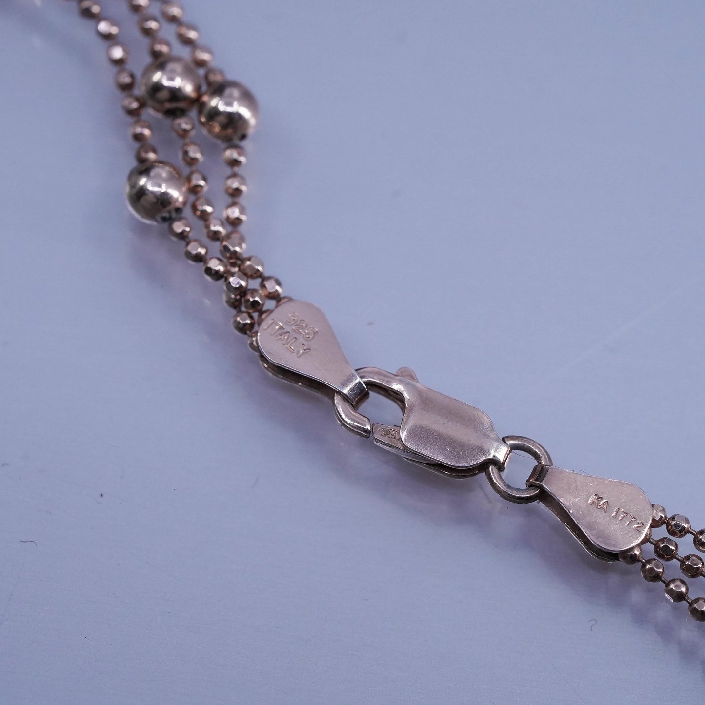 18”, vermeil rose gold Sterling 925 silver bead chains, multi strands necklace