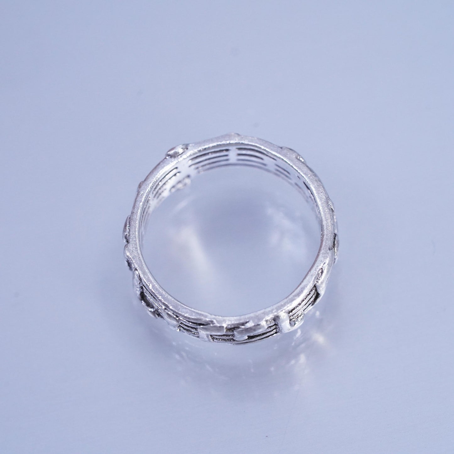 Size 6.5, vtg southwestern Sterling 925 silver handmade ring, music note band