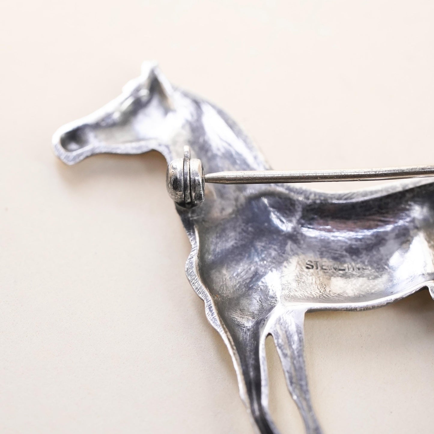 Vintage southwestern Sterling Silver Brooch 925 horse Pin, Statement Jewelry