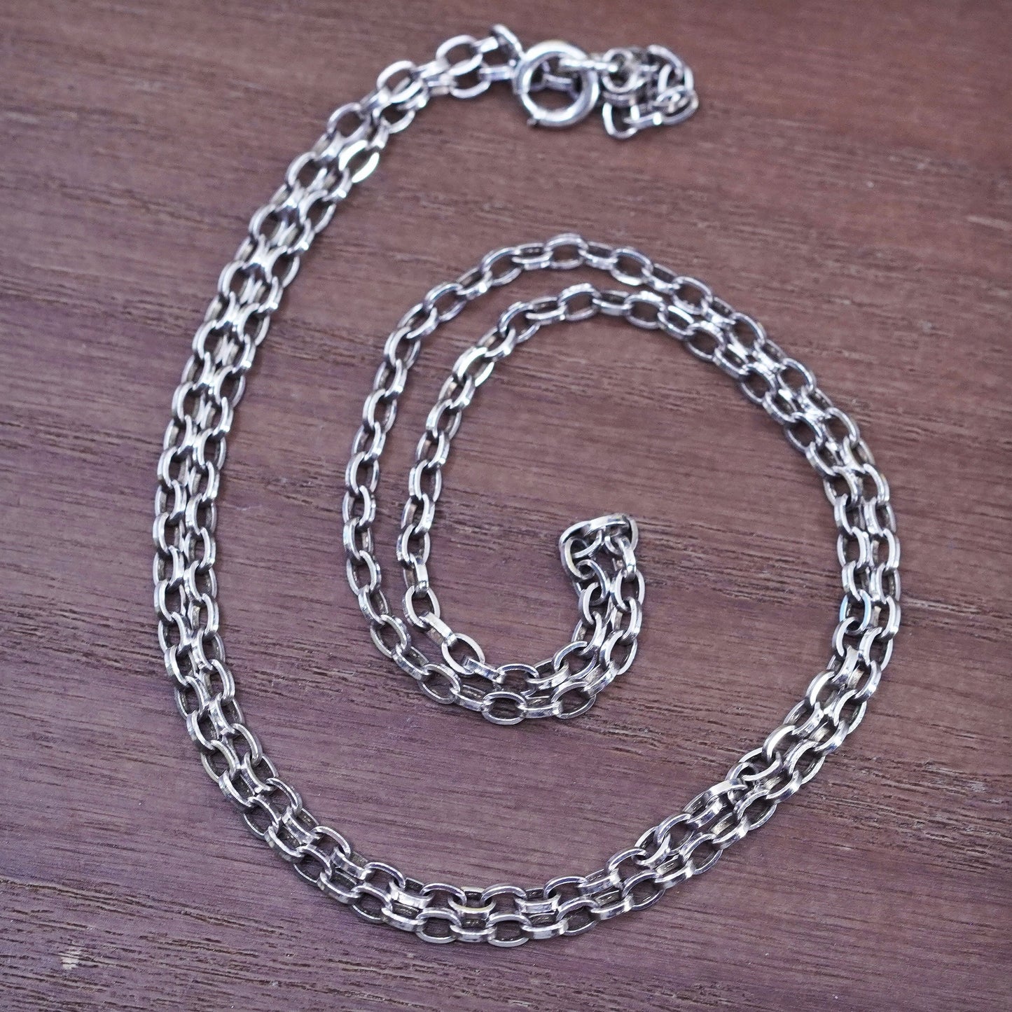 22” 3mm, vintage Sterling silver necklace, 925 oval link chain