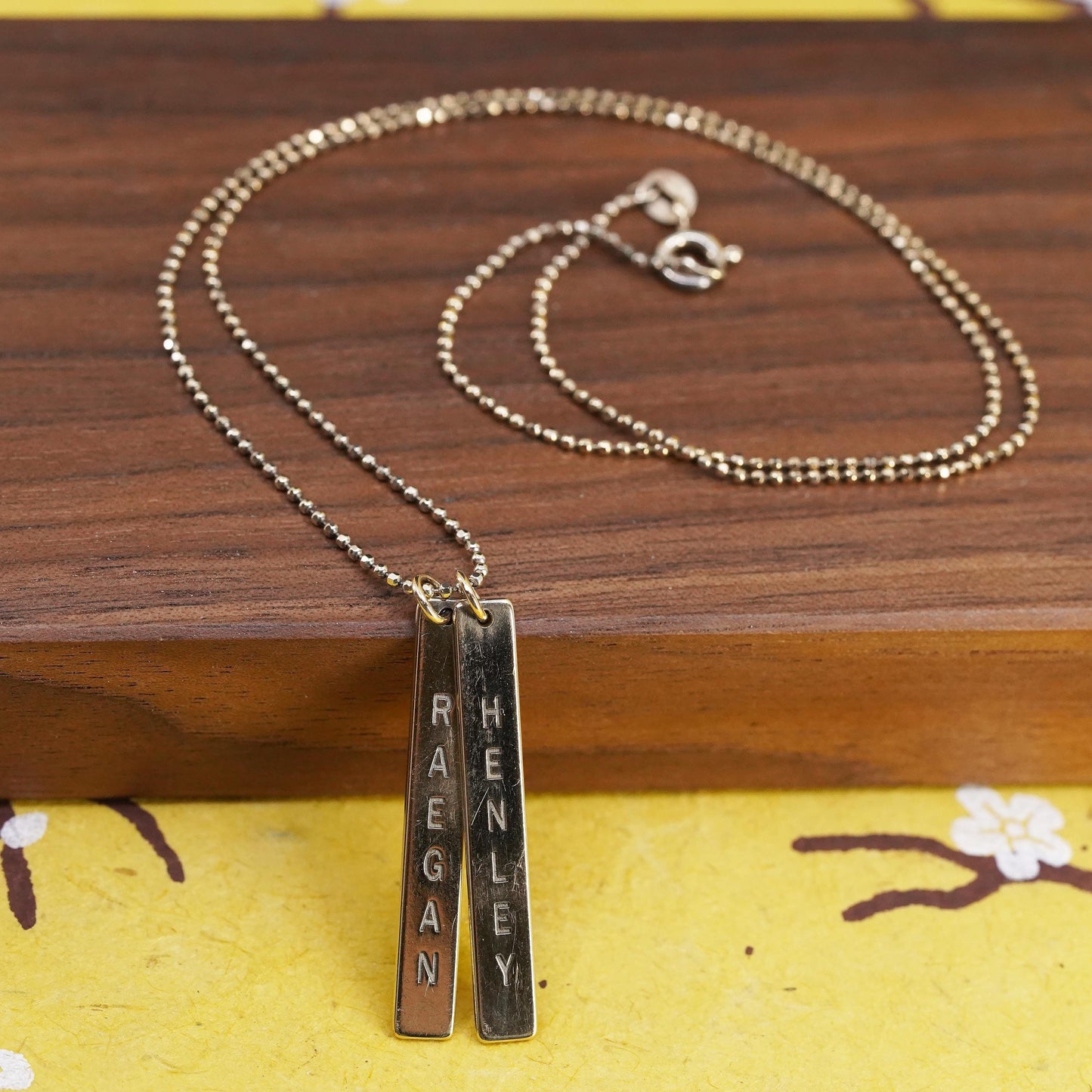 18”, Italian yellow gold Sterling silver necklace 925 name tag, Henley Raegan