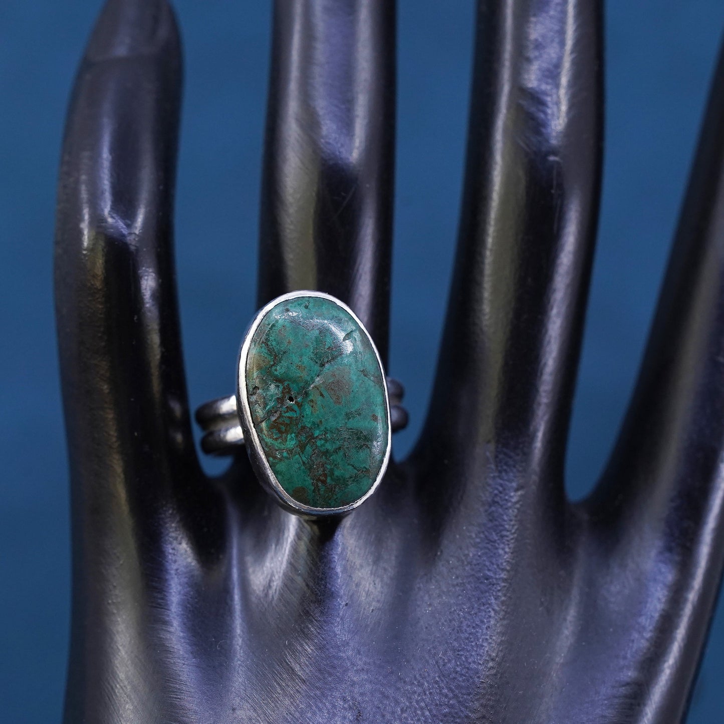 Size 9, Native American, southwestern Sterling 925 silver ring with turquoise