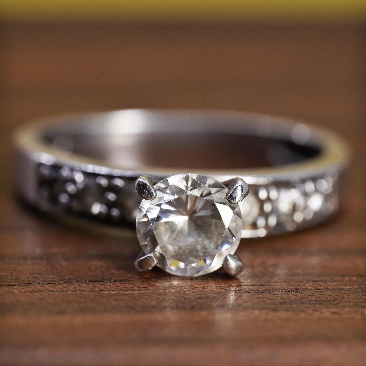 Size 7, vintage Sterling silver 925 engagement ring with cz